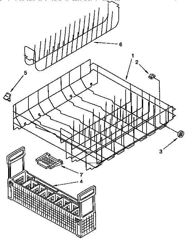 KitchenAid KUDA23SYWH1 lower rack parts diagram