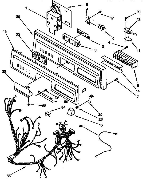 KitchenAid KUDA230YAL2 control panel parts diagram