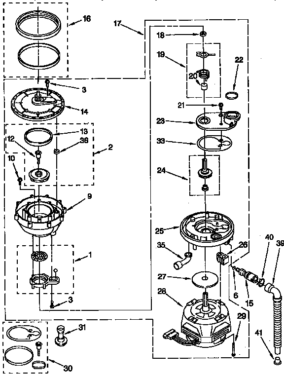 KitchenAid KUDA230YAL2 pump and motor diagram