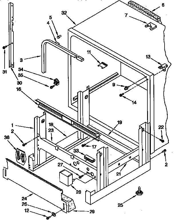 KitchenAid KUDA230YAL2 frame and tank parts diagram