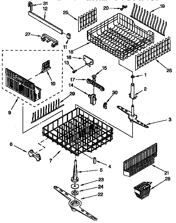 Kenmore 6651691192 dishrack parts diagram