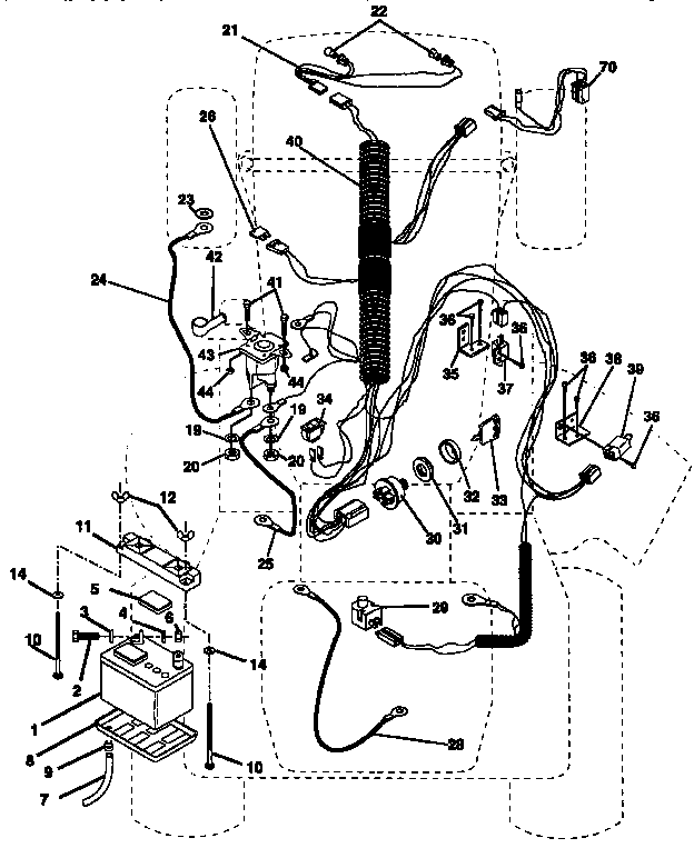 Craftsman 917257560 18 hp 42" tractor, electrical diagram