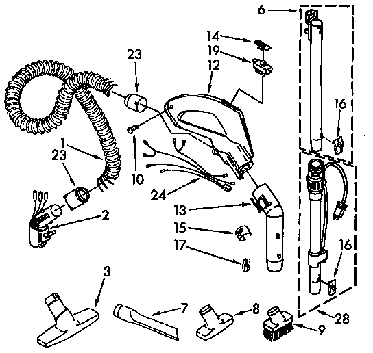 Kenmore 1163289490C hose and attachment parts diagram