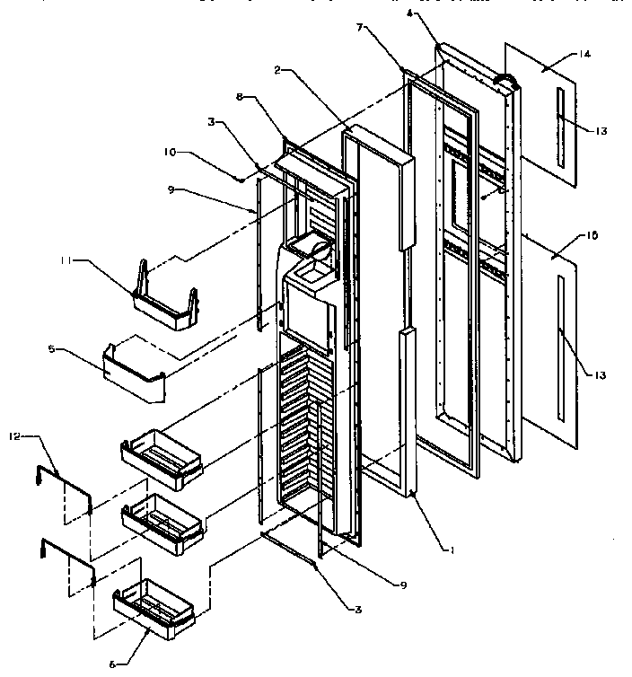 Amana SXD25NP2-P1162433W freezer door diagram