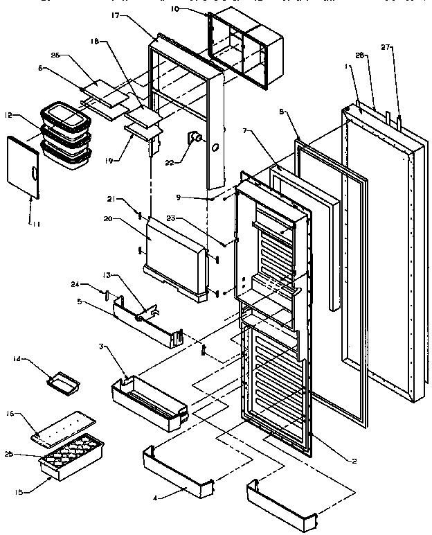 Amana SXD25NP2-P1162433W refrigerator door diagram