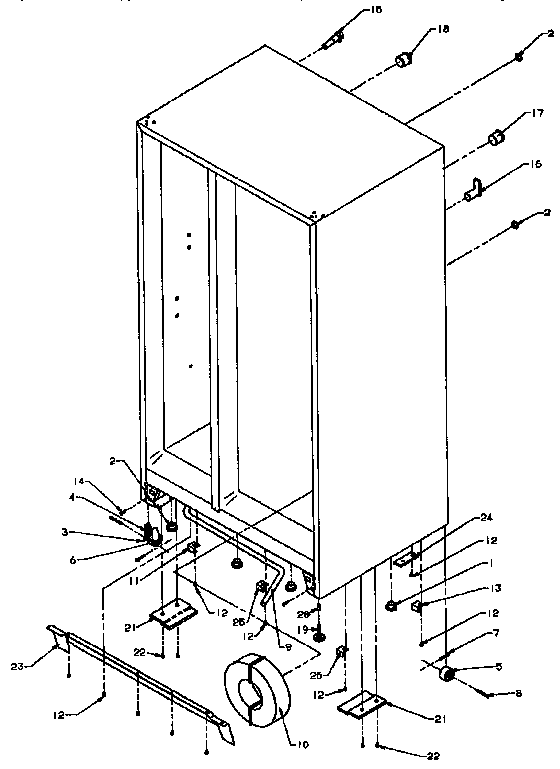 Amana SXD25NP2-P1162433W drain and rollers diagram