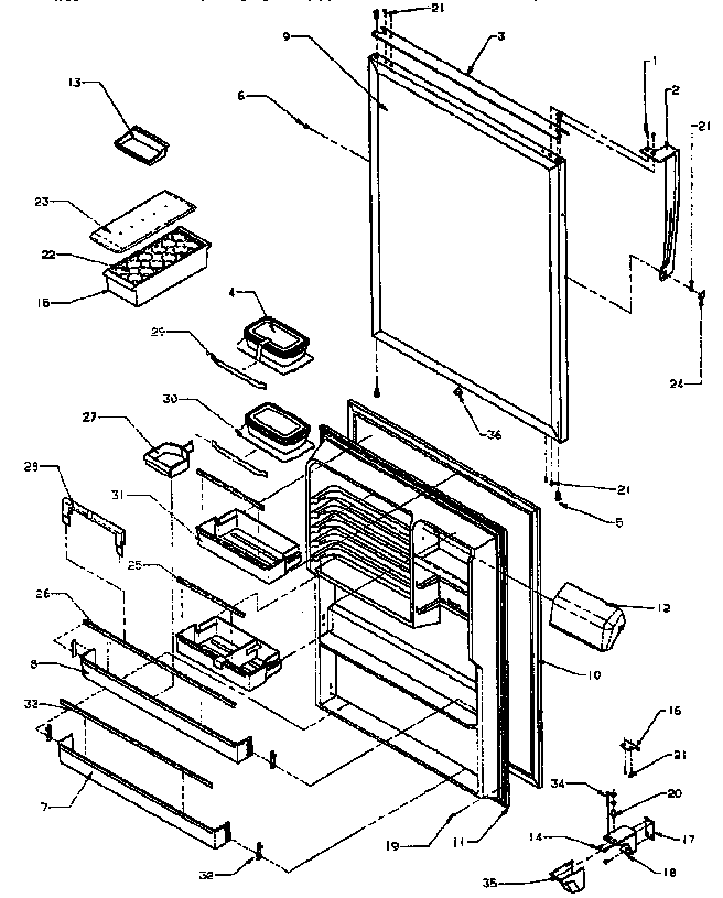 Amana TXI21R-P1168006W refrigerator door diagram