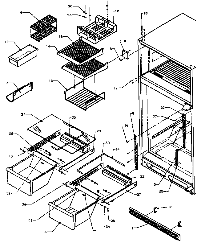 Amana TXI21R-P1168006W cabinet shelving diagram