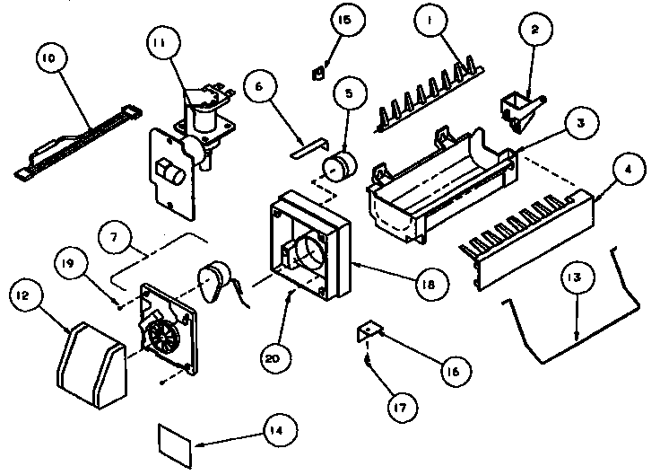 Amana TXI21R-P1168006W 8 cube compact ice maker - assembly no. d7824702 diagram
