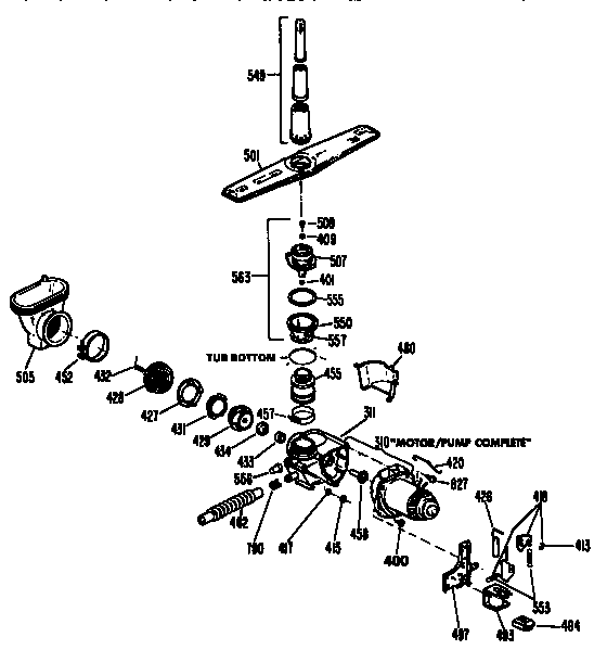 GE GSD530P-49WA motor/pump assembly diagram