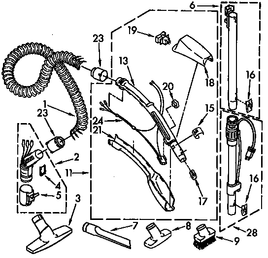 Kenmore 1163285290C hose and attachment parts diagram