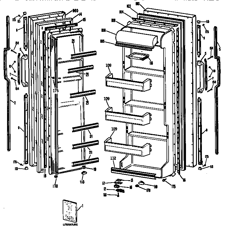 GE TFX20DASAWH doors diagram