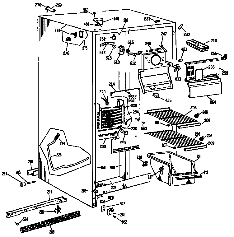 GE TFX20DASAWH freezer section diagram