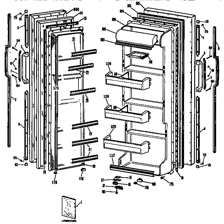 GE TFX20JASAWH doors diagram