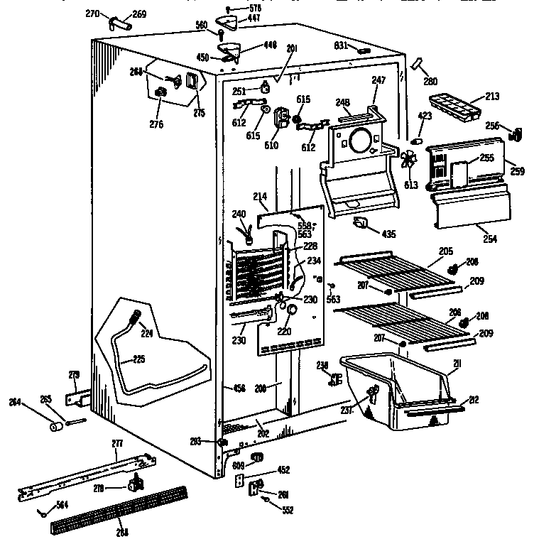 GE TFX20JASAWH freezer section diagram
