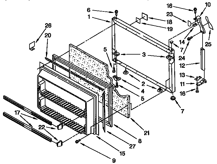 Whirlpool ET22DKXAW03 freezer door parts diagram