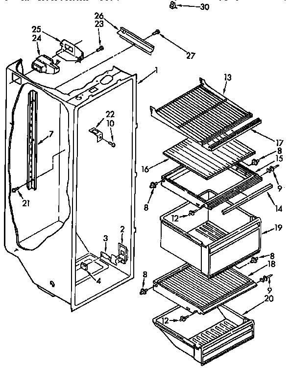 Kenmore 1069530212 refrigerator liner parts diagram
