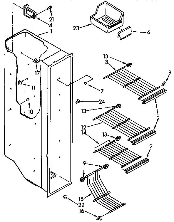 Kenmore 1069530212 freezer liner parts diagram