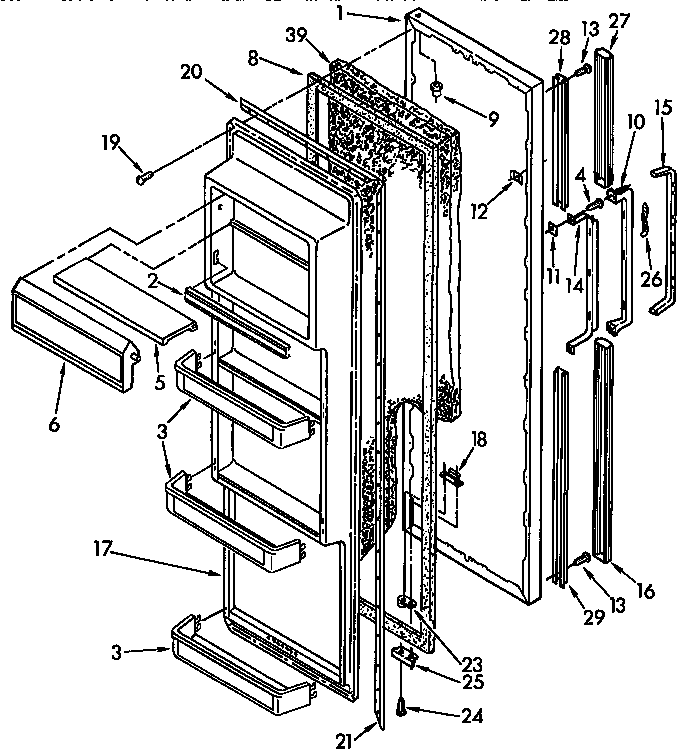 Kenmore 1069530212 refrigerator door parts diagram