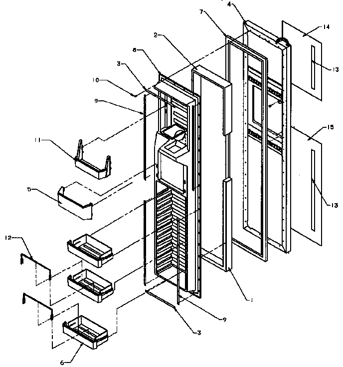 Amana SXD25N-P1162419W freezer door diagram