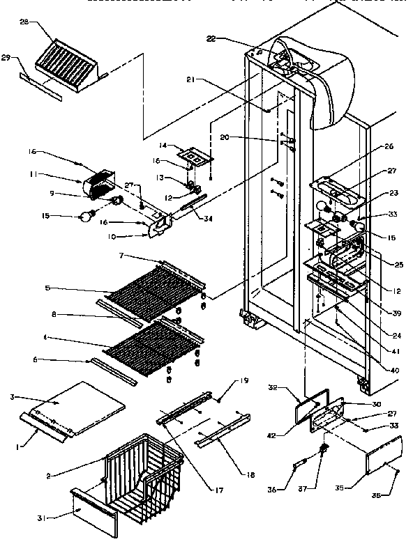 Amana SXD25N-P1162419W freezer section diagram