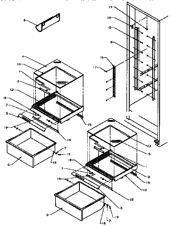 Amana SXD25N-P1162419W fresh food shelves diagram