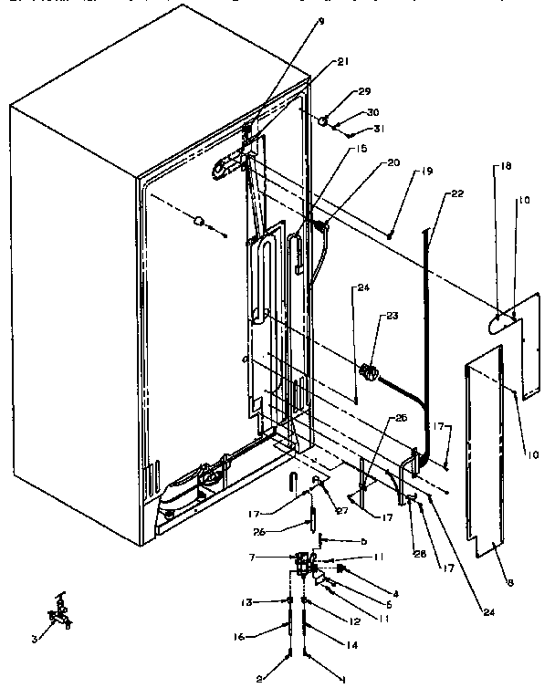 Amana SXD25N-P1162419W rear cabinet water supply diagram