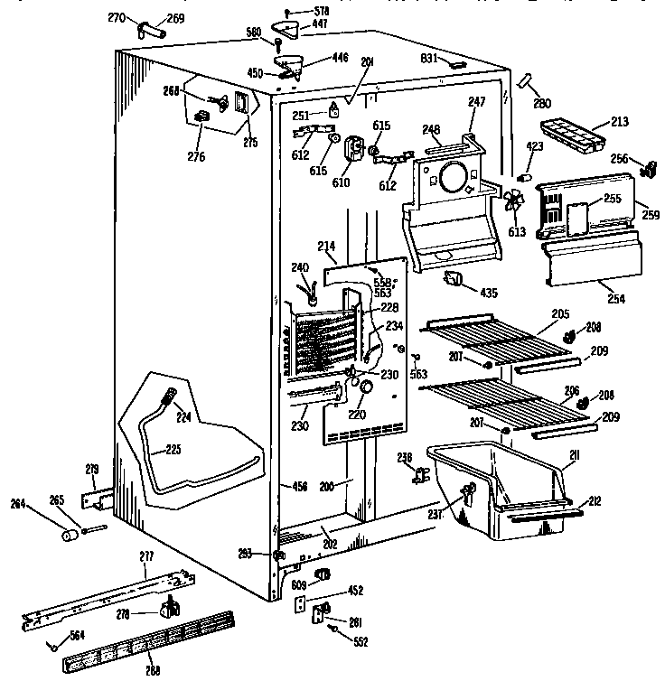 GE TFX20JASAAD freezer section diagram