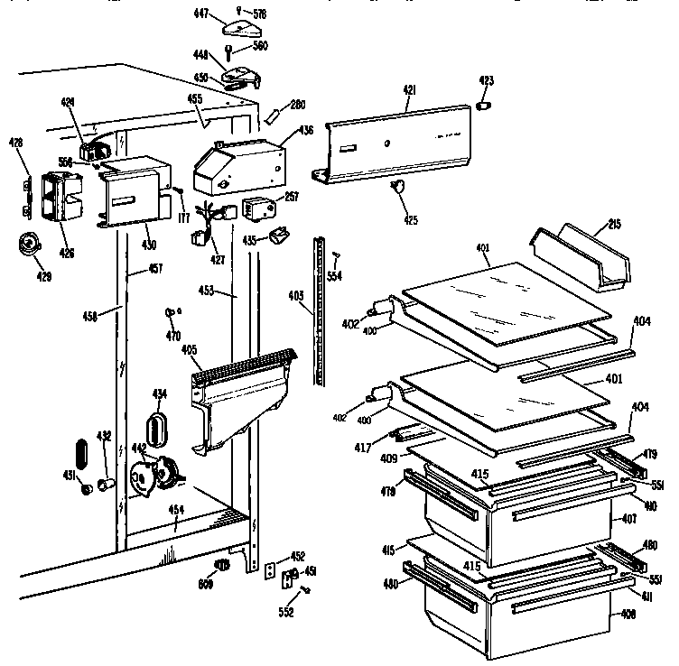 GE TFX20JASAAD fresh food section diagram