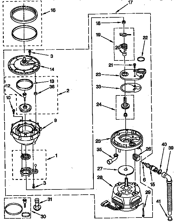 KitchenAid KUDJ23HYWH3 pump and motor parts diagram