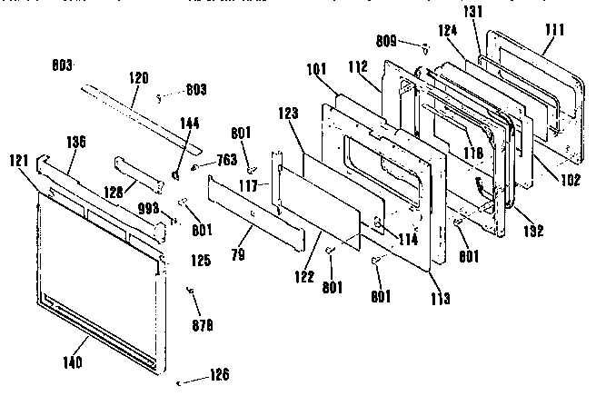 Kenmore 9114832994 upper door section diagram