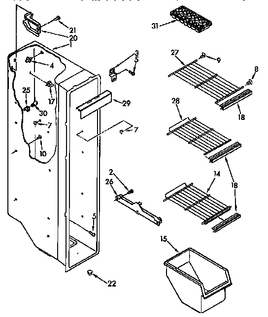 Kenmore 1069430482 freezer liner parts diagram