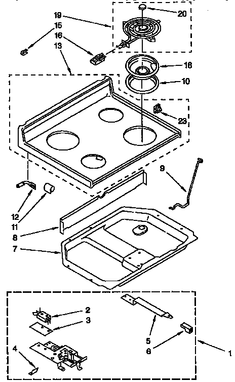 Whirlpool RF365PXYQ2 cooktop parts diagram
