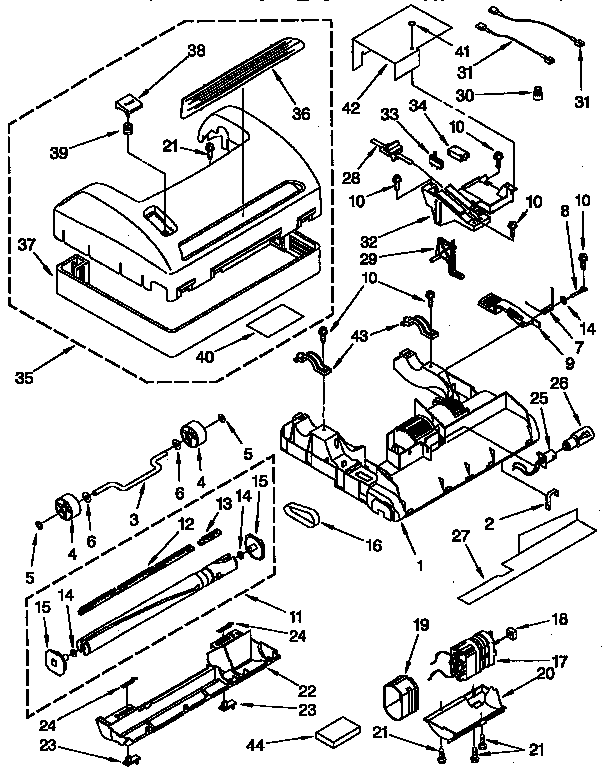 Kenmore 1163481190C nozzle and motor parts diagram