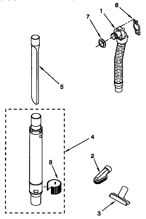 Kenmore 1163481190C hose and attachment parts diagram