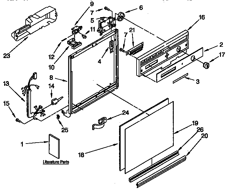 Kenmore 6651663591 frame and console parts diagram