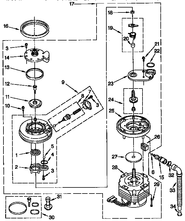 Kenmore 6651663591 pump and motor parts diagram