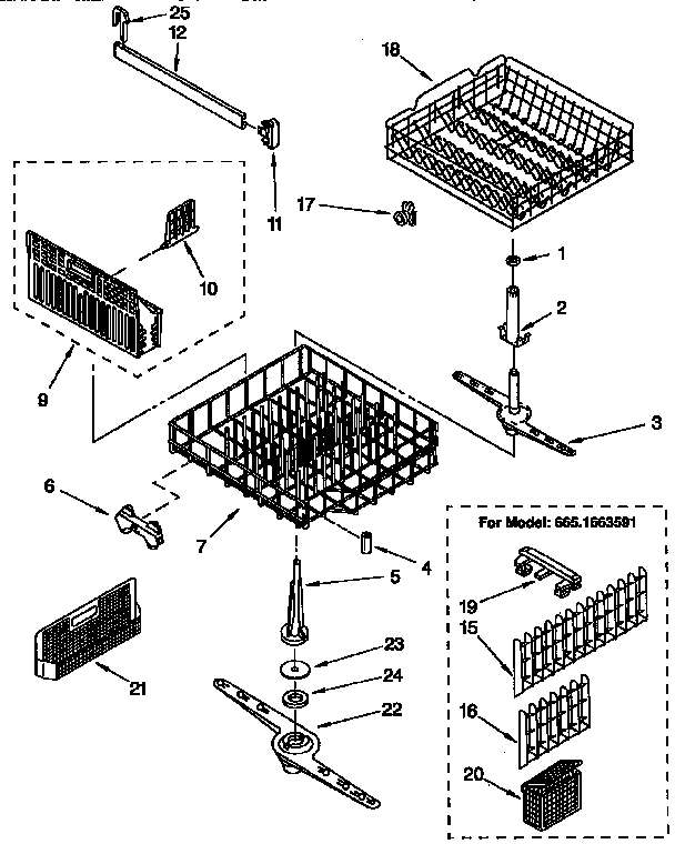 Kenmore 6651663591 dishrack parts diagram