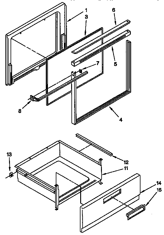Whirlpool RF302BXYW2 door and drawer parts diagram
