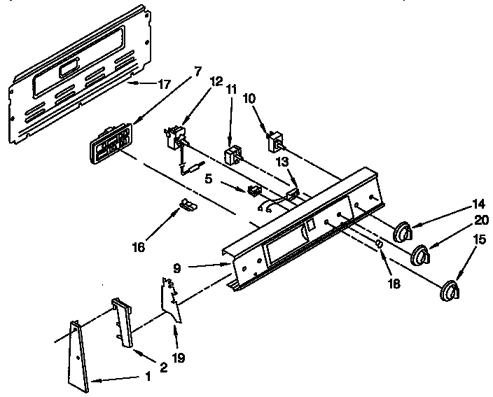 Whirlpool RF376PXYN2 control panel parts diagram