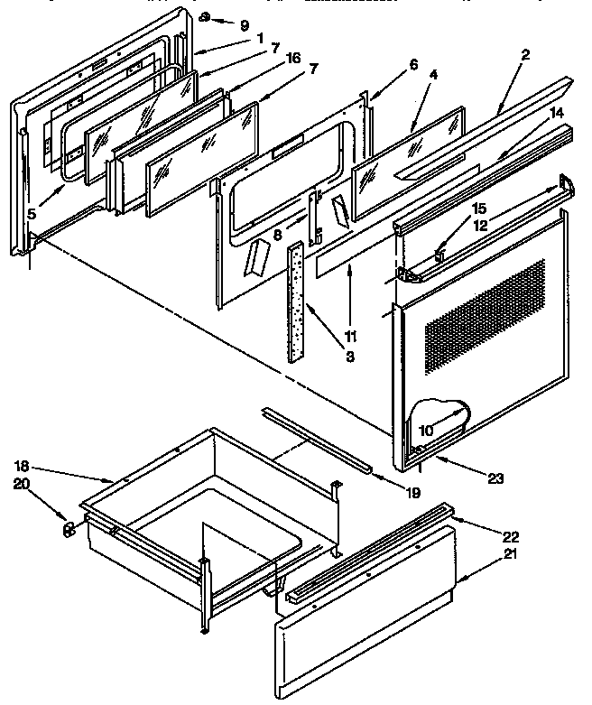 Whirlpool RF376PXYN2 door and drawer parts diagram