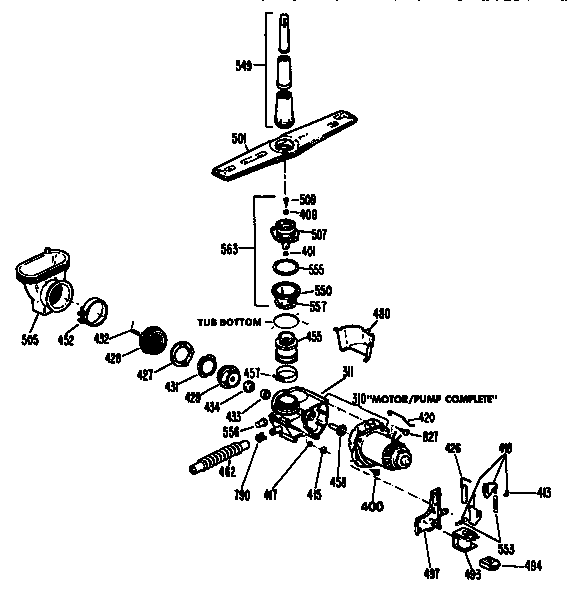 Kenmore 363GSD500P-49WA motor-pump mechanism diagram