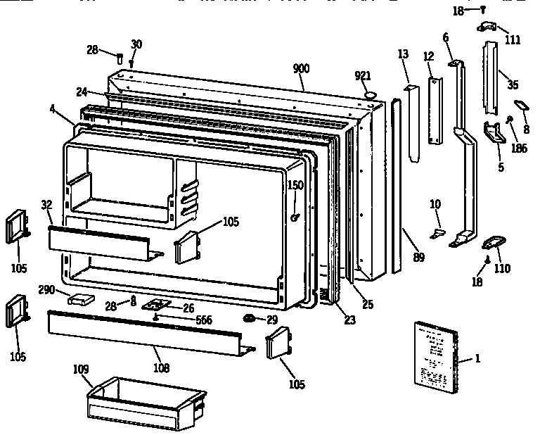 Kenmore 3639732714 freezer door diagram