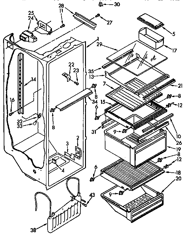 Kenmore 1069545510 refrigerator liner parts diagram