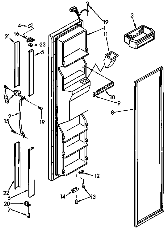 Kenmore 1069545510 freezer door parts diagram