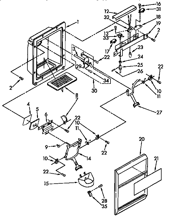 Kenmore 1069545510 dispenser front parts diagram