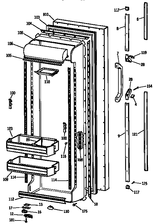 Kenmore 3639532781 fresh food door diagram