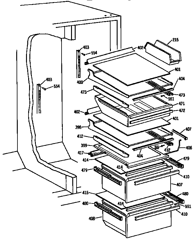 Kenmore 3639532781 fresh food section diagram