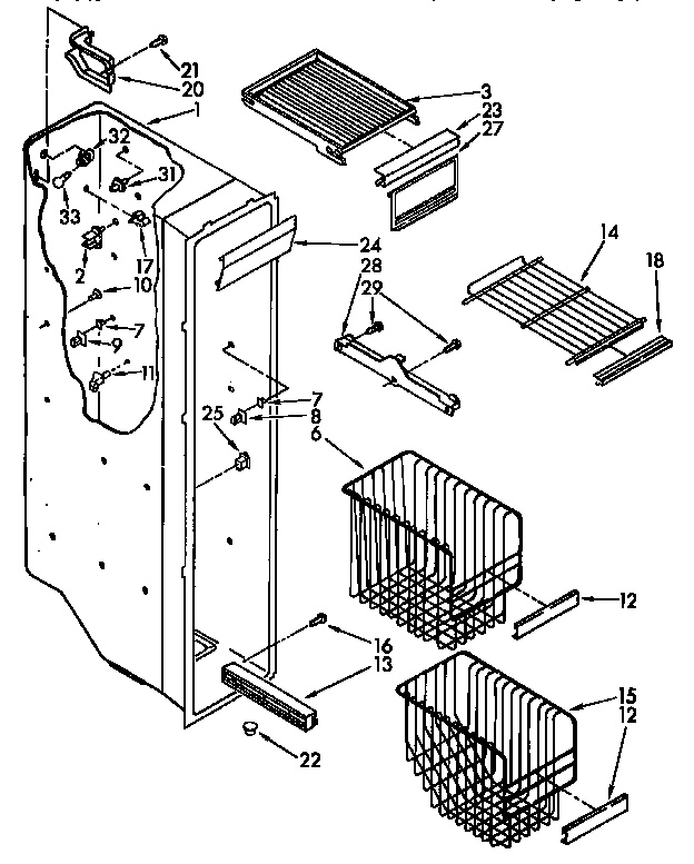 Kenmore 1069545720 freezer liner parts diagram