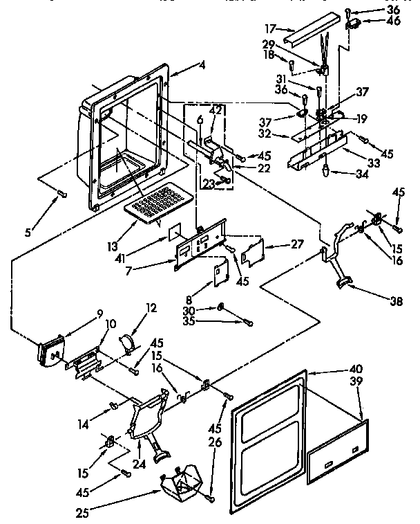 Kenmore 1069545720 dispenser front parts diagram